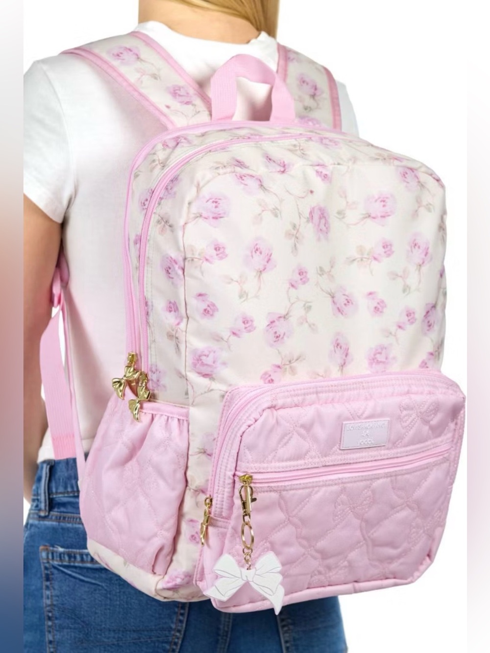 🩶LoveShackFancy x Target - Yoobi Ribbon Rosa Backpack Sterling Dusk - NEW 🆕 - Picture 3 of 10
